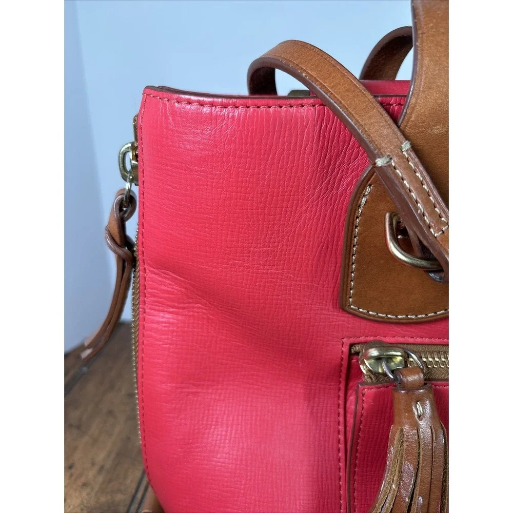 Dooney & Bourke Morgan‎ Satchel Red Handbag Saffiano Leather Shoulder W/Dust Bag